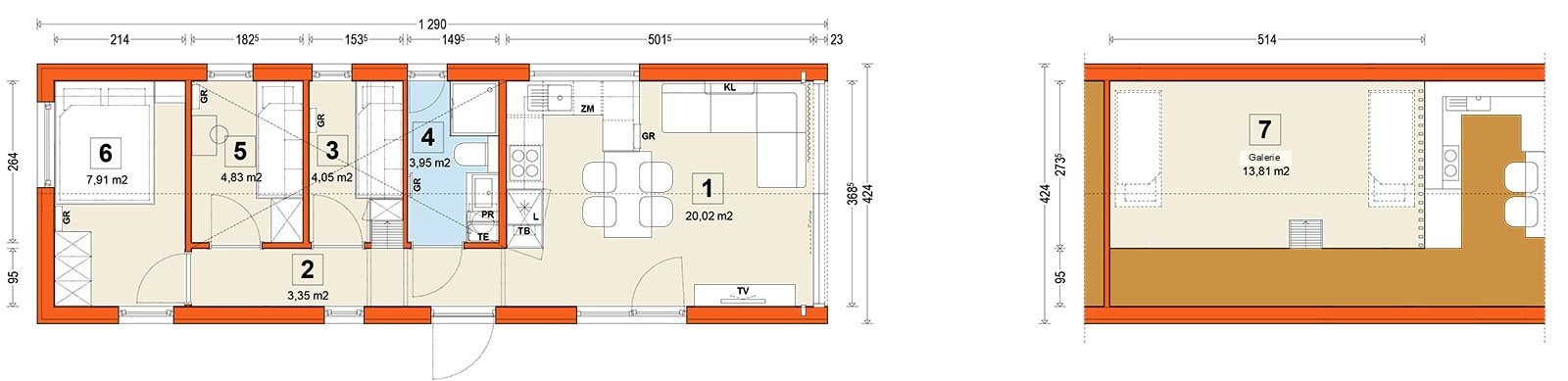 Mobilhaus F2 – Variante (Zwischenebene)