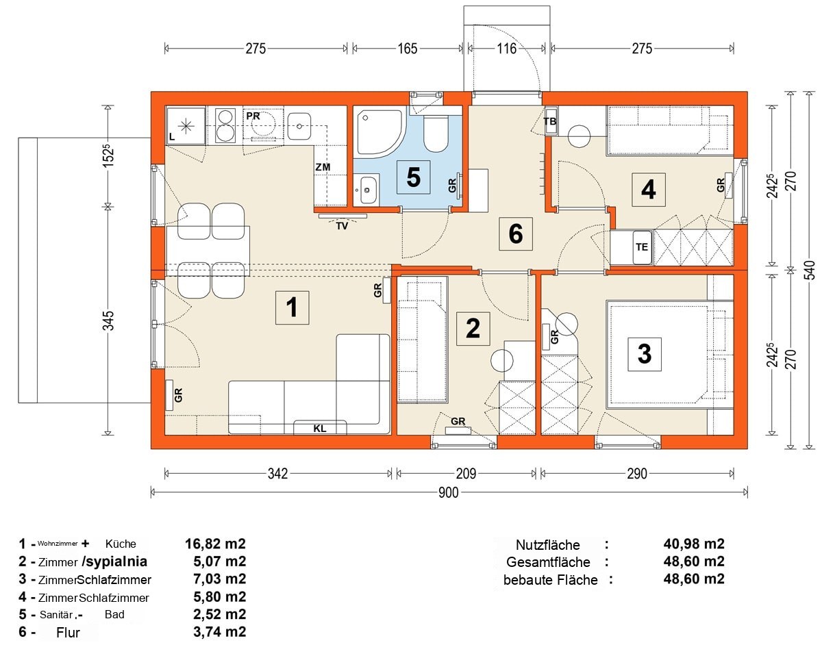 Modulhaus MG1 – Variante 5 – Grundriss