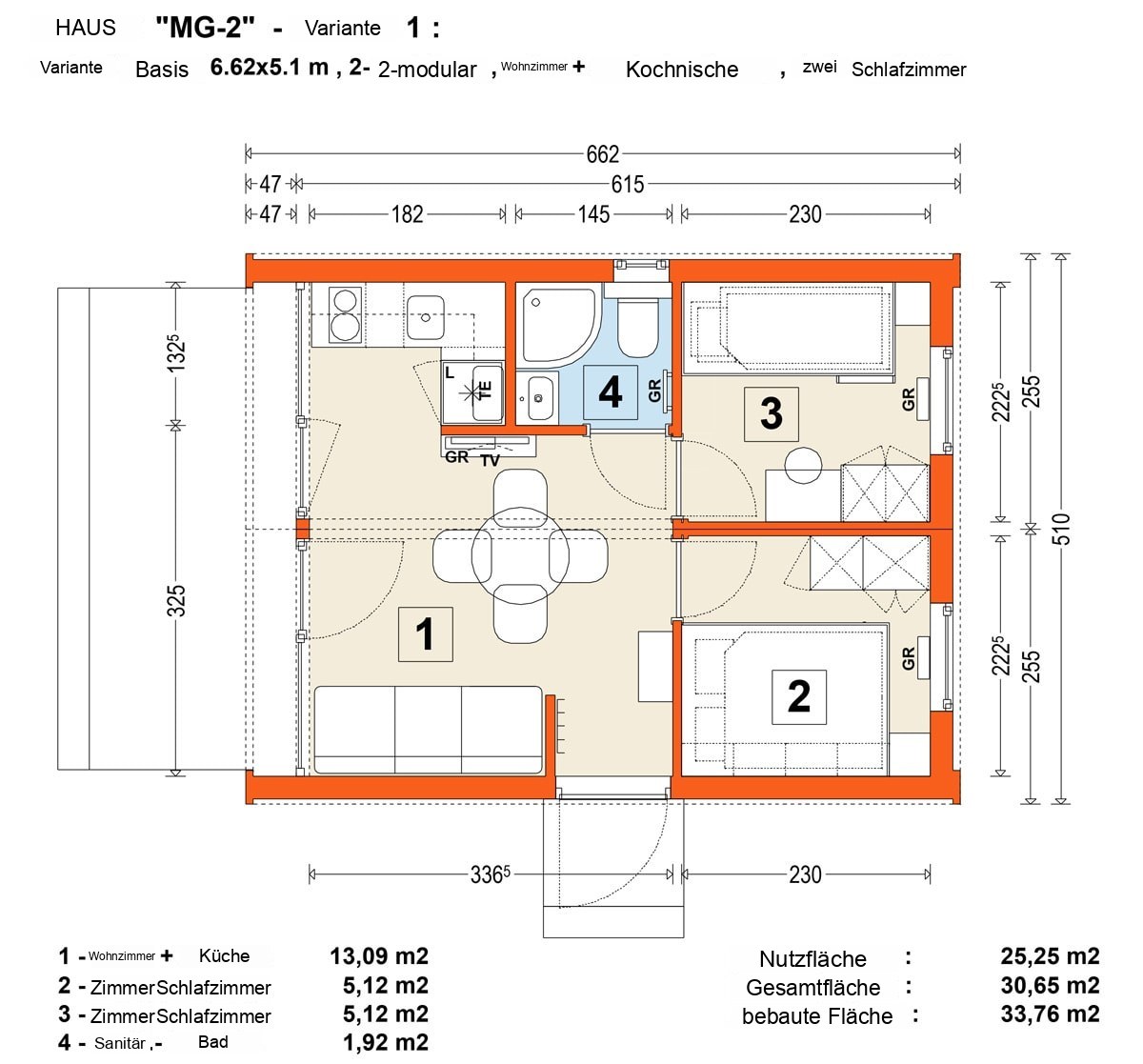 Modulhaus MG2 – Grundriss 2