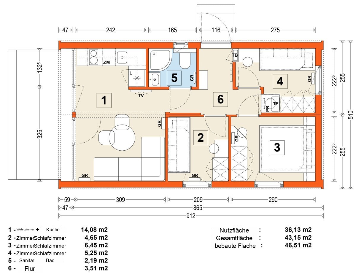 Modulhaus MG2 – Variante 3 – Grundriss