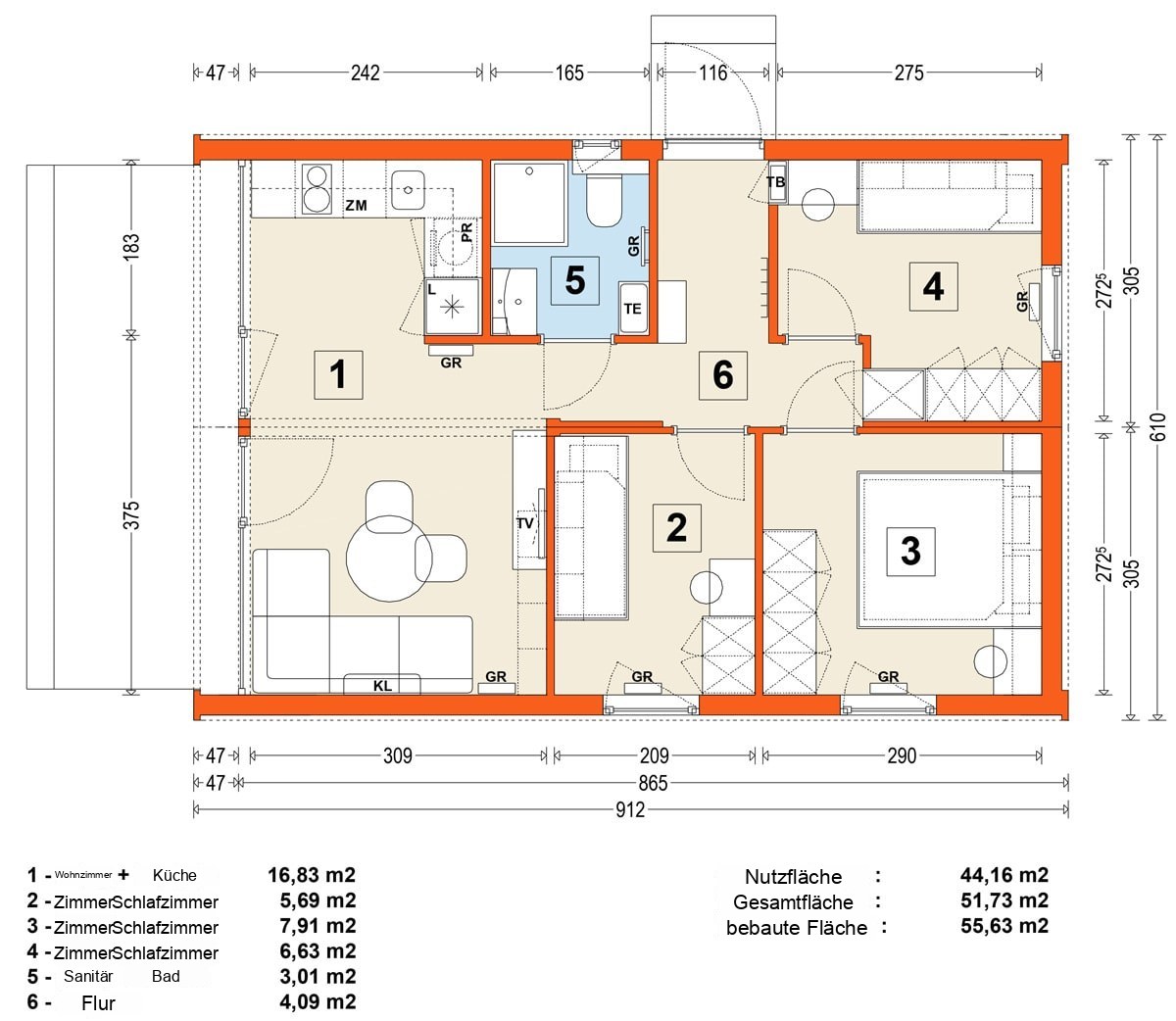 Modulhaus MG2 – Variante 9 – Grundriss