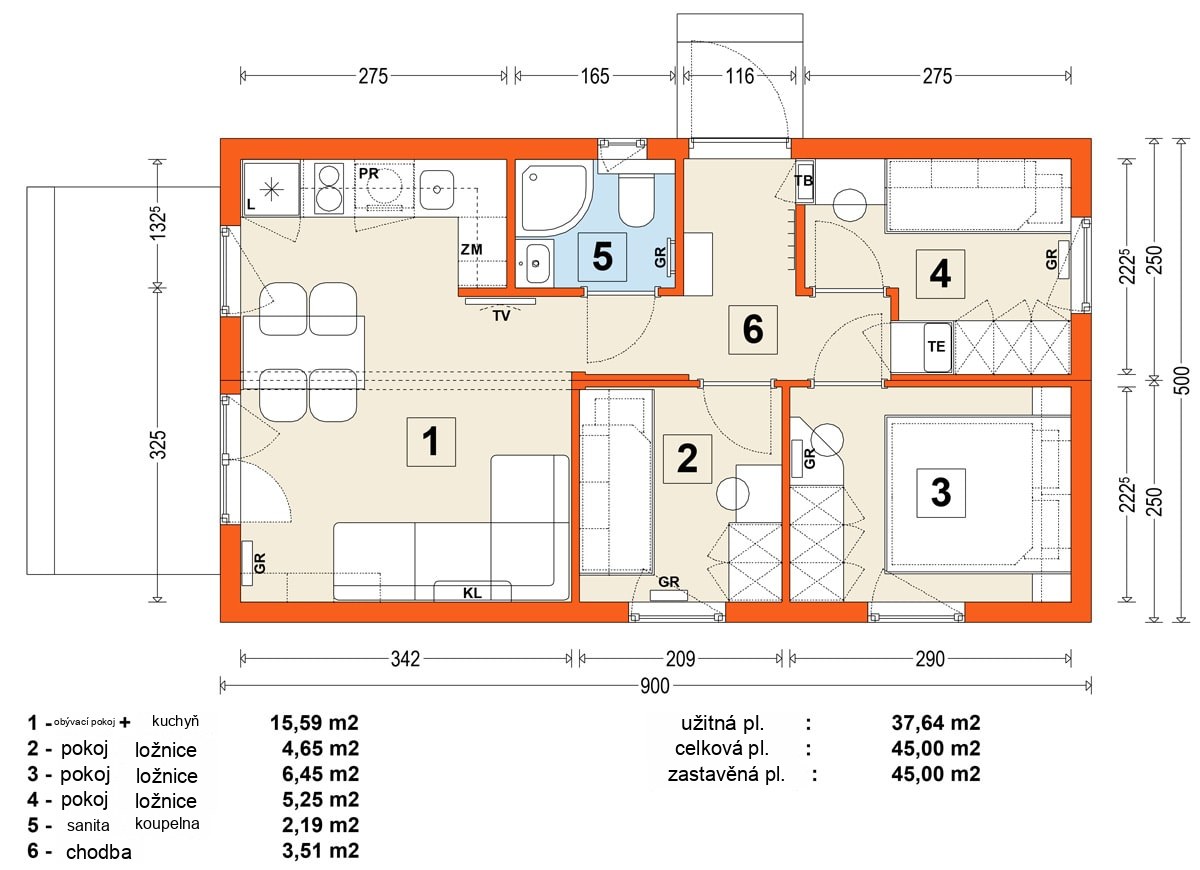 Modular home MG1 – variant 3 – floor plan