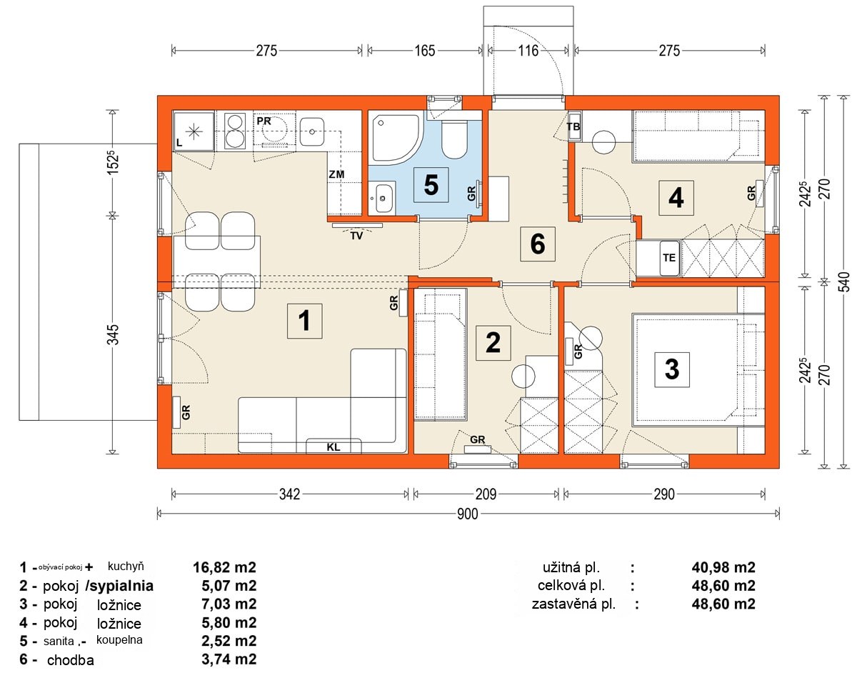 Modular home MG1 – variant 5 – floor plan