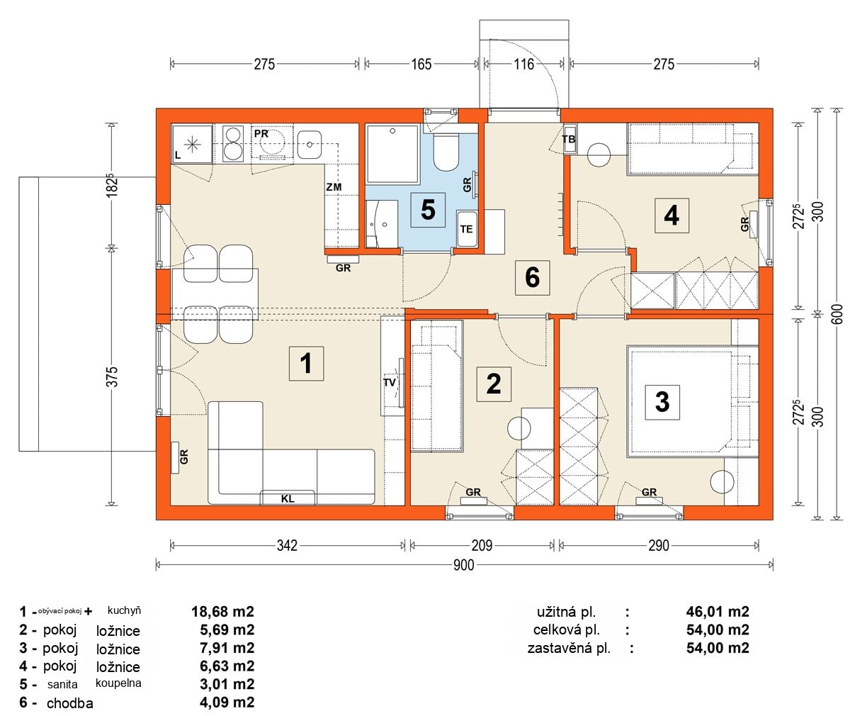 Modular home MG1 – variant 7 – floor plan