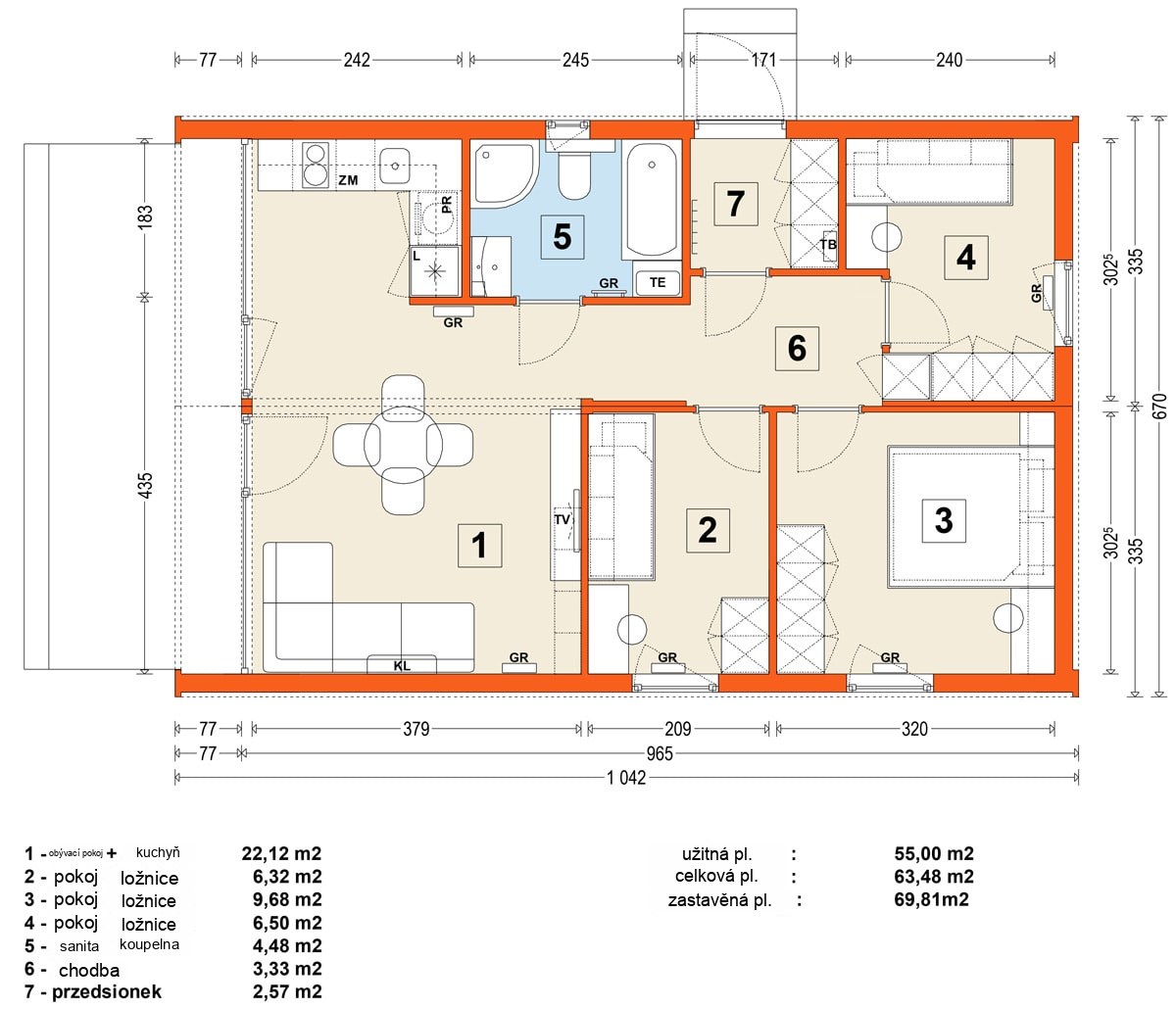 Modular home MG2 – variant 14 – floor plan