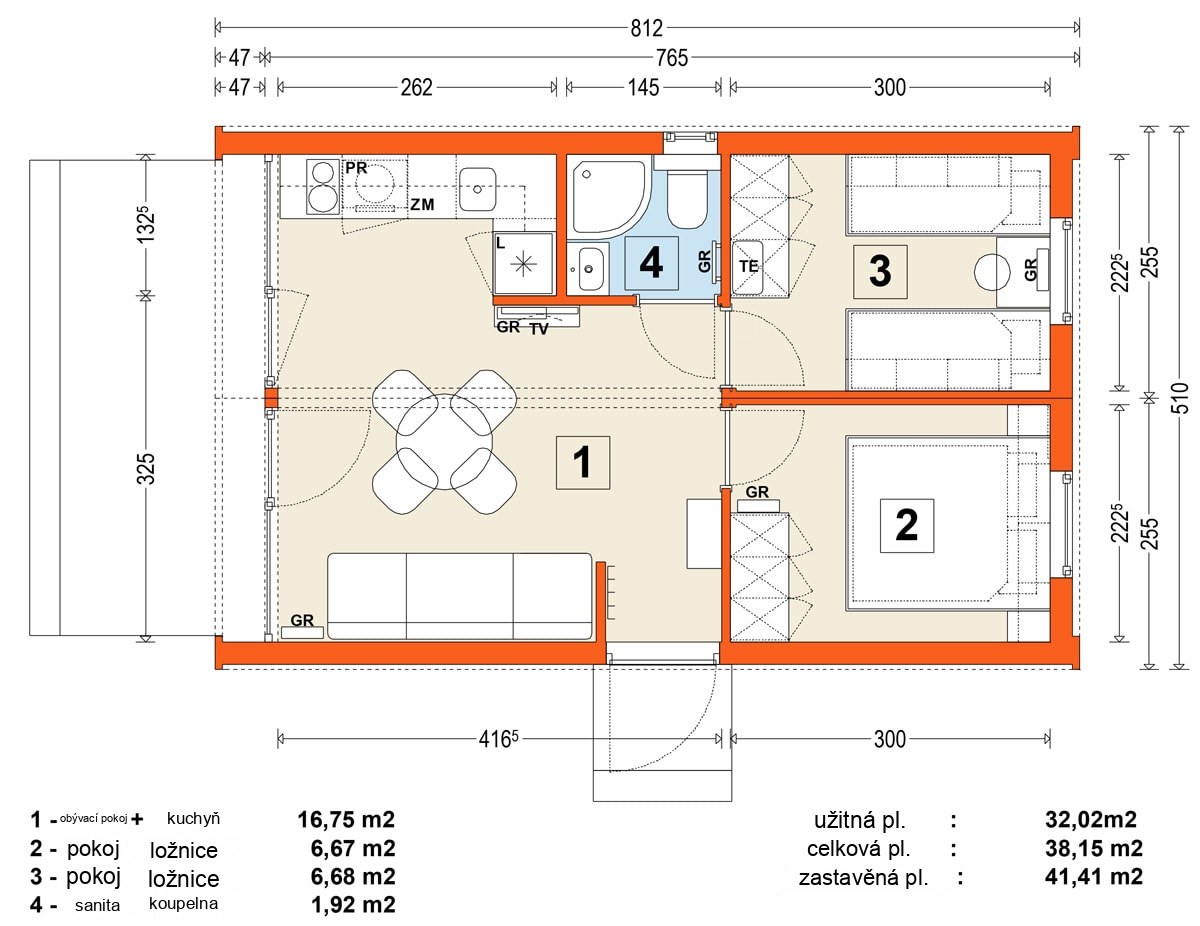 Modular home MG2 – variant 2 – floor plan