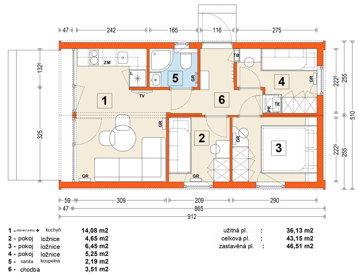 Modular home MG2 – variant 3 – floor plan