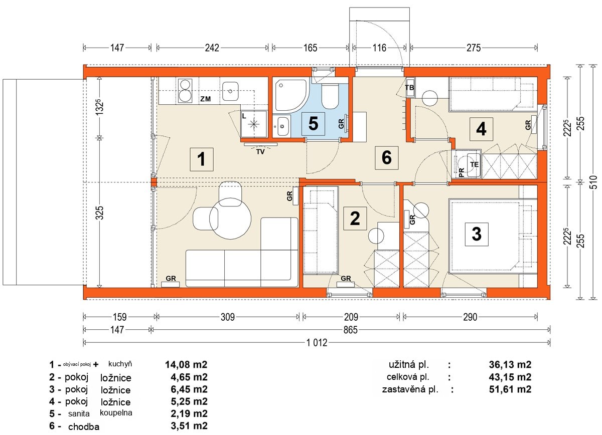 Modular home MG2 – variant 4 – floor plan