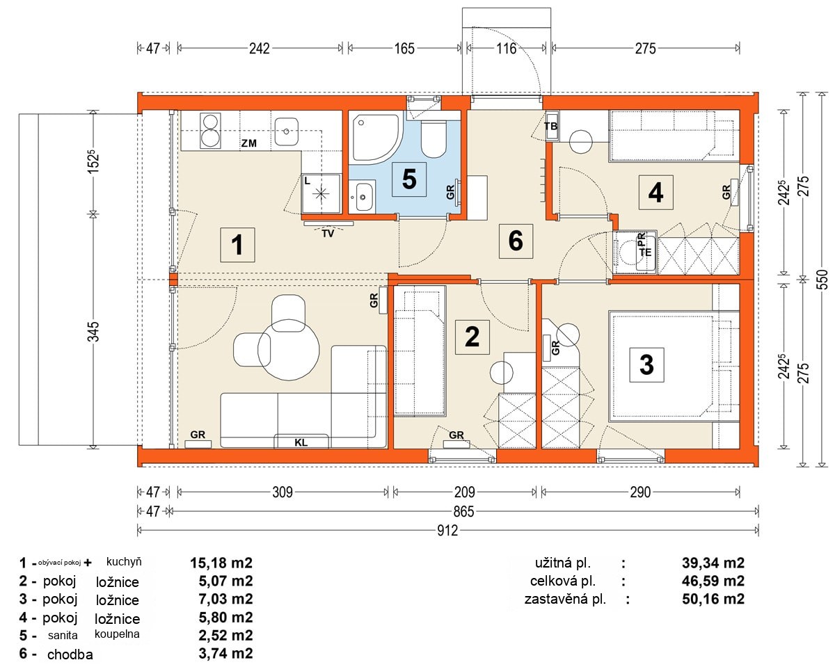 Modular home MG2 – variant 6 – floor plan